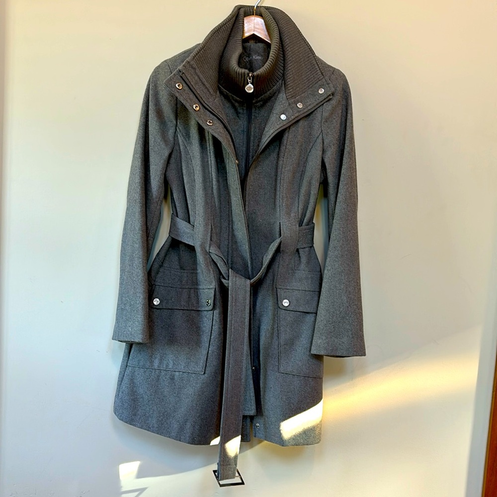 Calvin Klein Gray Women’s Wool Coat size L